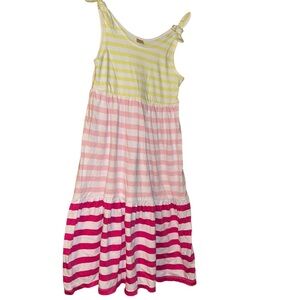 Gymboree pink stripe yellow girls maxi tank dress size 7/8 summer beach